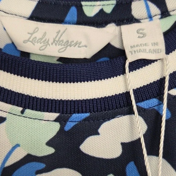 Lady Hagen Golf Shirt Womens Small Blue Floral Short Sleeve Top Performance NWT - Picture 6 of 10